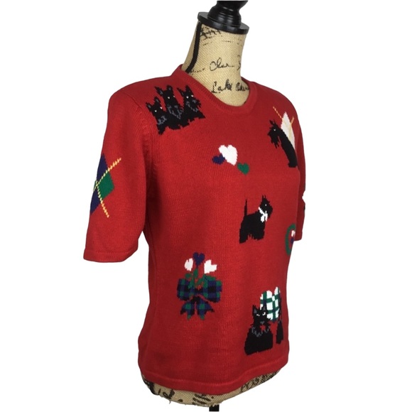 Susan Bristol Scotties Sweater Red VTG Holiday Christmas - Picture 2 of 8